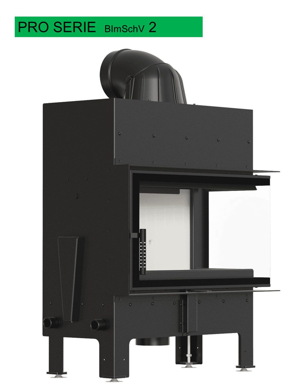 Kratki Камины Kamineinsatz aus Stahl KRATKI FLOKI M rechts 10 kW Ø 200, 10 kW