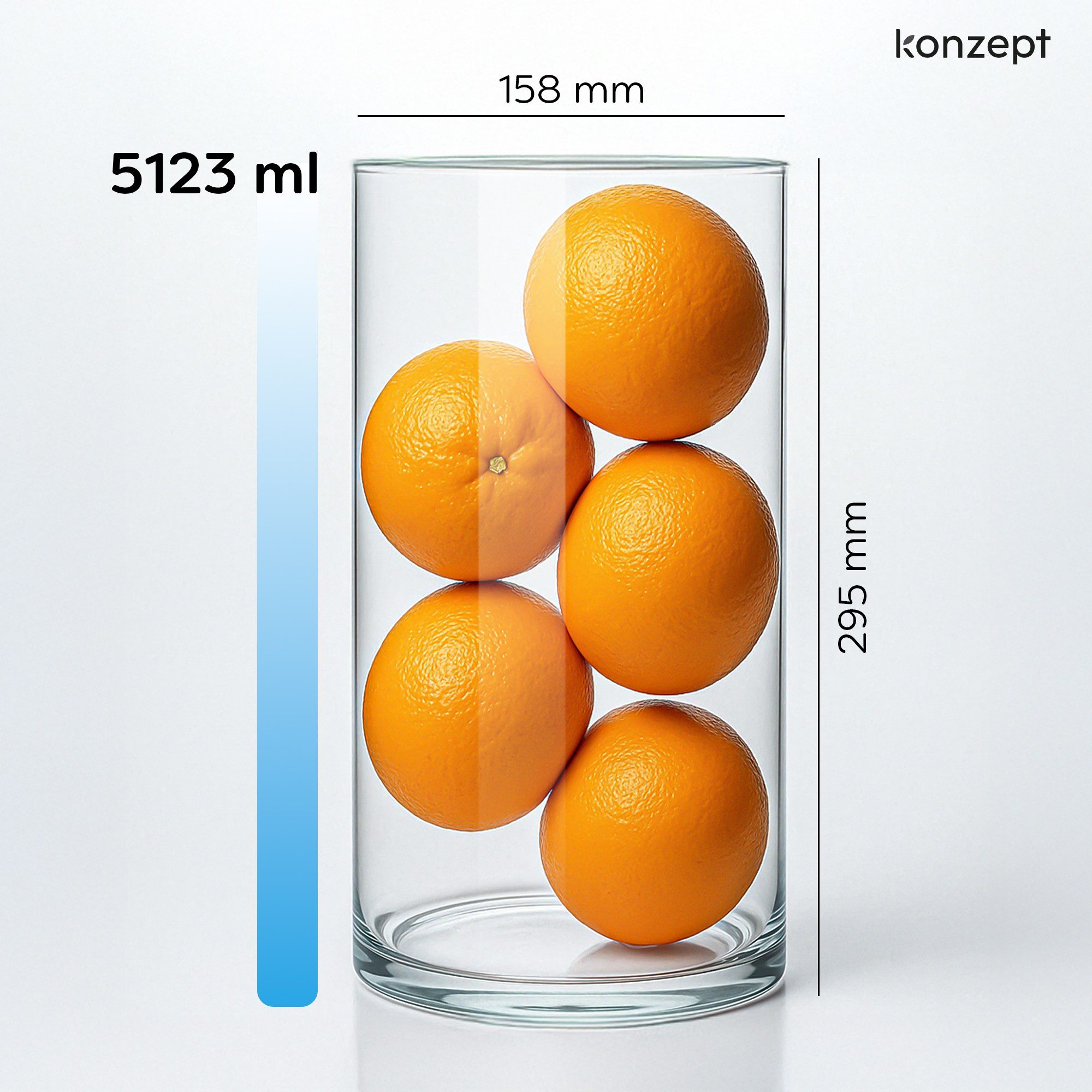 KONZEPT Tischvase Zylinder Glasvase (16 cm, H:30 cm), große Vase Glas (1 St), moderne Blumenvase, transparente Glaszylinder, Glasvase für Blumen – Bild 3 von 5