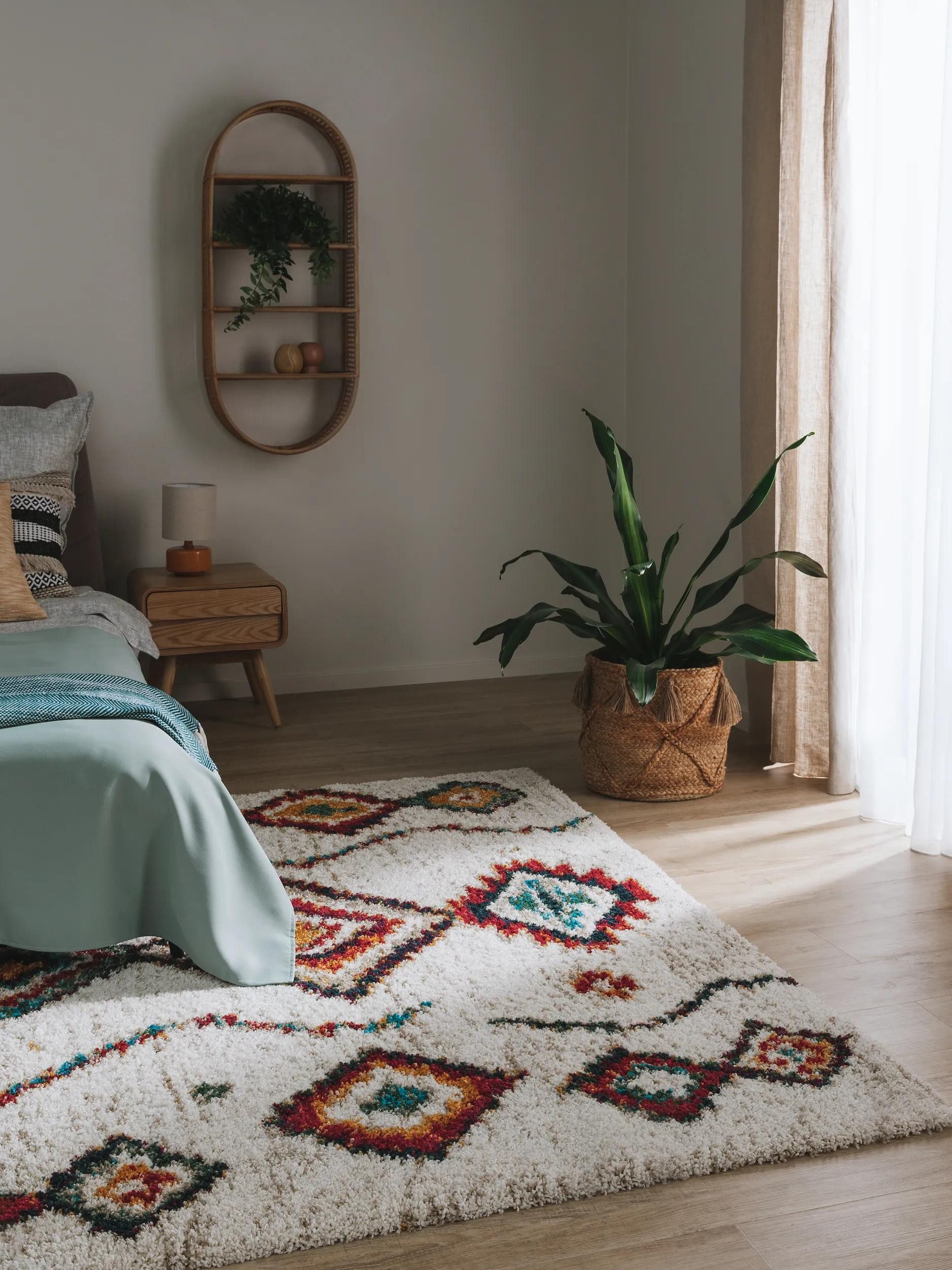 benuta Hochflor-Teppich Gobi, rechteckig, Höhe: 21 mm, Teppich Wohnzimmer, Schlafzimmer, Esszimmer, Flur, Kunstfaser, Cozy