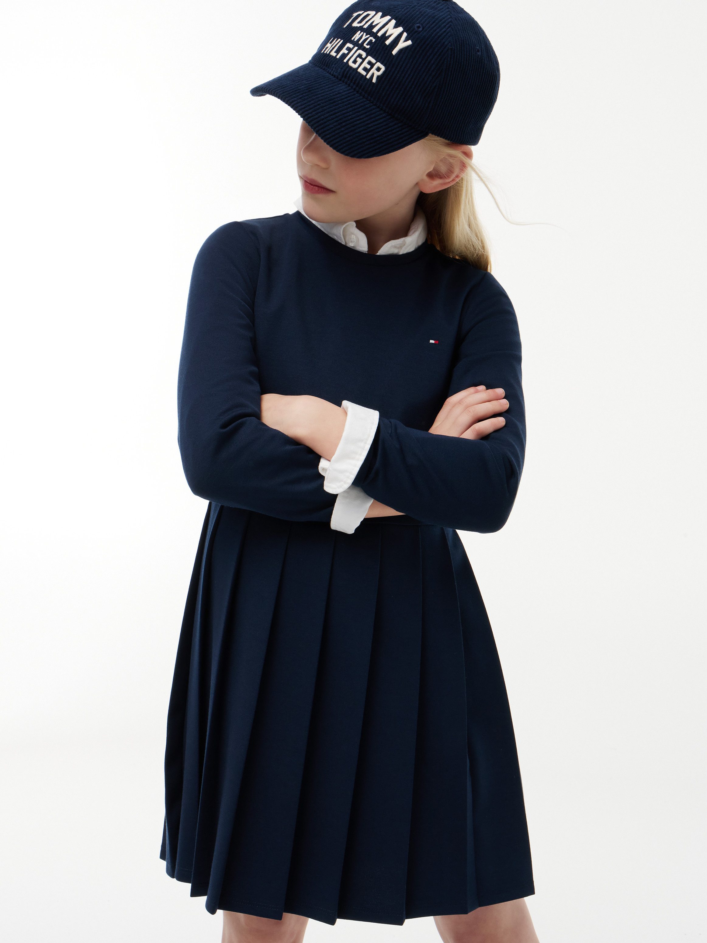 Tommy Hilfiger Skaterkleid Rundhalsausschnitt, Regular Fit, Kinder bis 16 Jahre