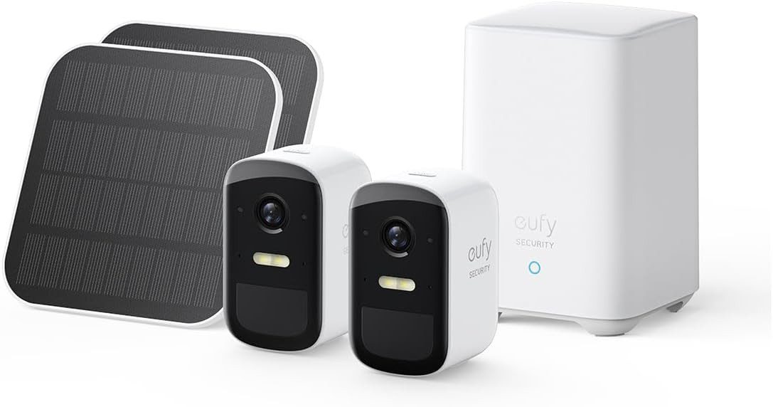 eufy Security Smart Home Kamera eufyCam 2C 2-Kamera-Set, Solarpanel, Überwachungskamera Aussen HD (5-tlg)