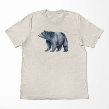 Sinus Art T-Shirt Herren Shirt 100% gekämmte Bio-Baumwolle T-Shirt Aquarell Bär Motiv Nachhaltig Ökomode aus erneuerb (1-tlg)