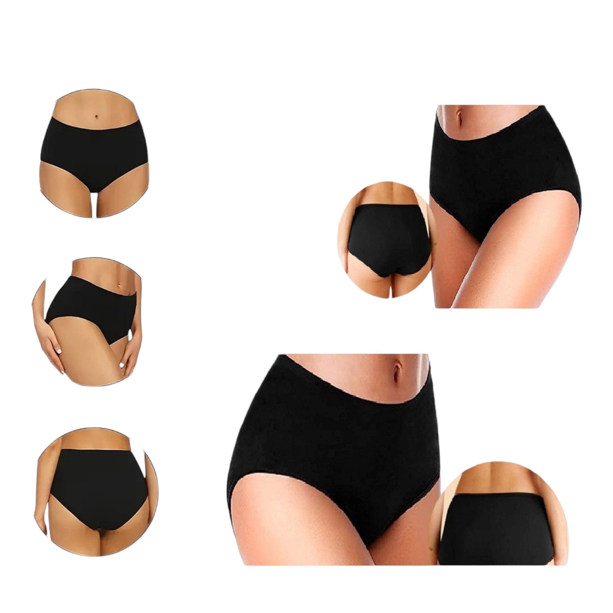 DDOnlineShop Taillenslip Damenslips Unterhosen – Schwarze Slips & Hüftslips Baumwolle (Packung-Spar-Set, 3-St., 6er-Pack) Gr.36 bis 58 Premium Qualität A2108