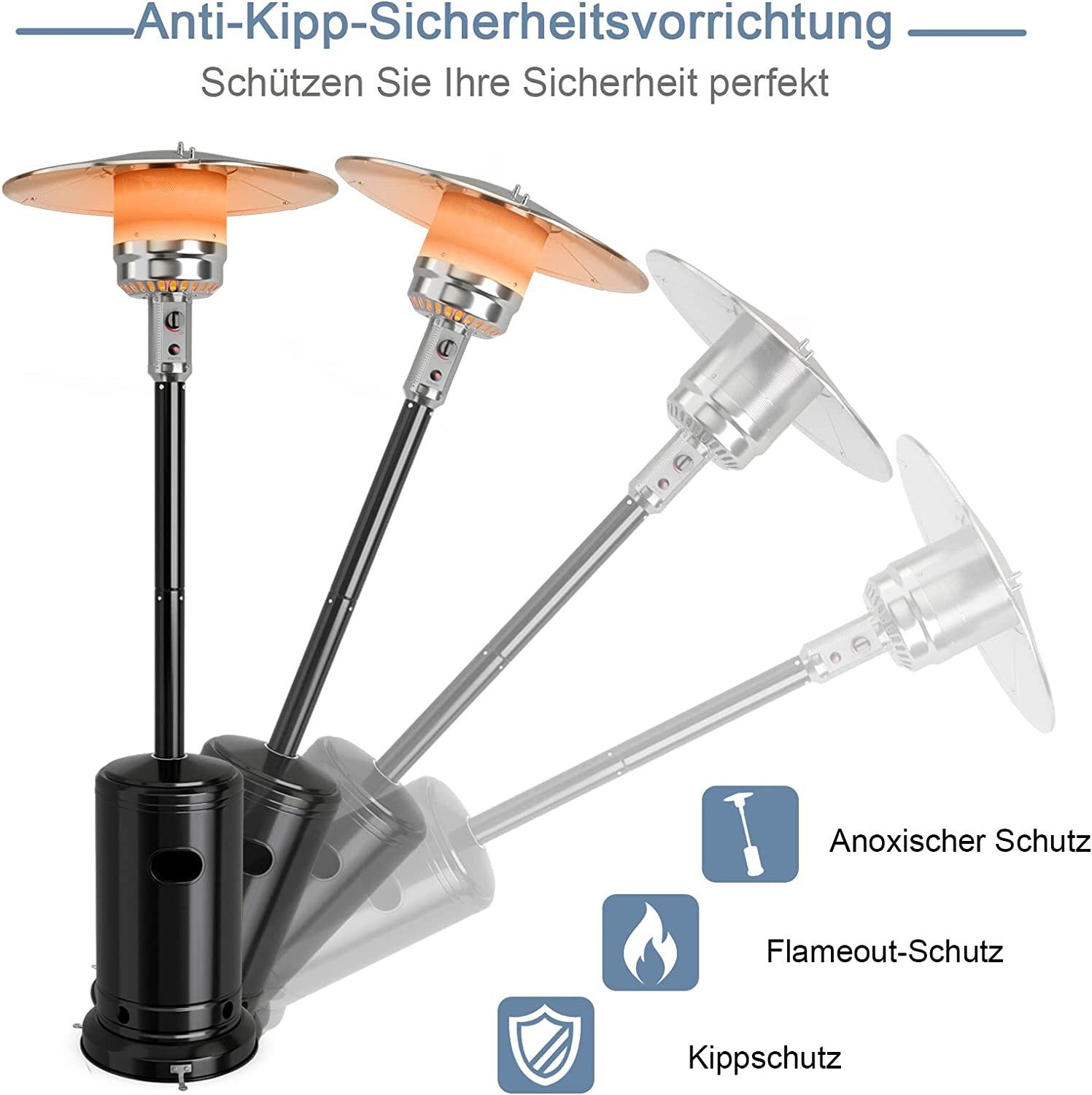 mit 13KW Stufenloser Regulierung Terrassenheizer, schwarz Heizstrahler KOMFOTTEU