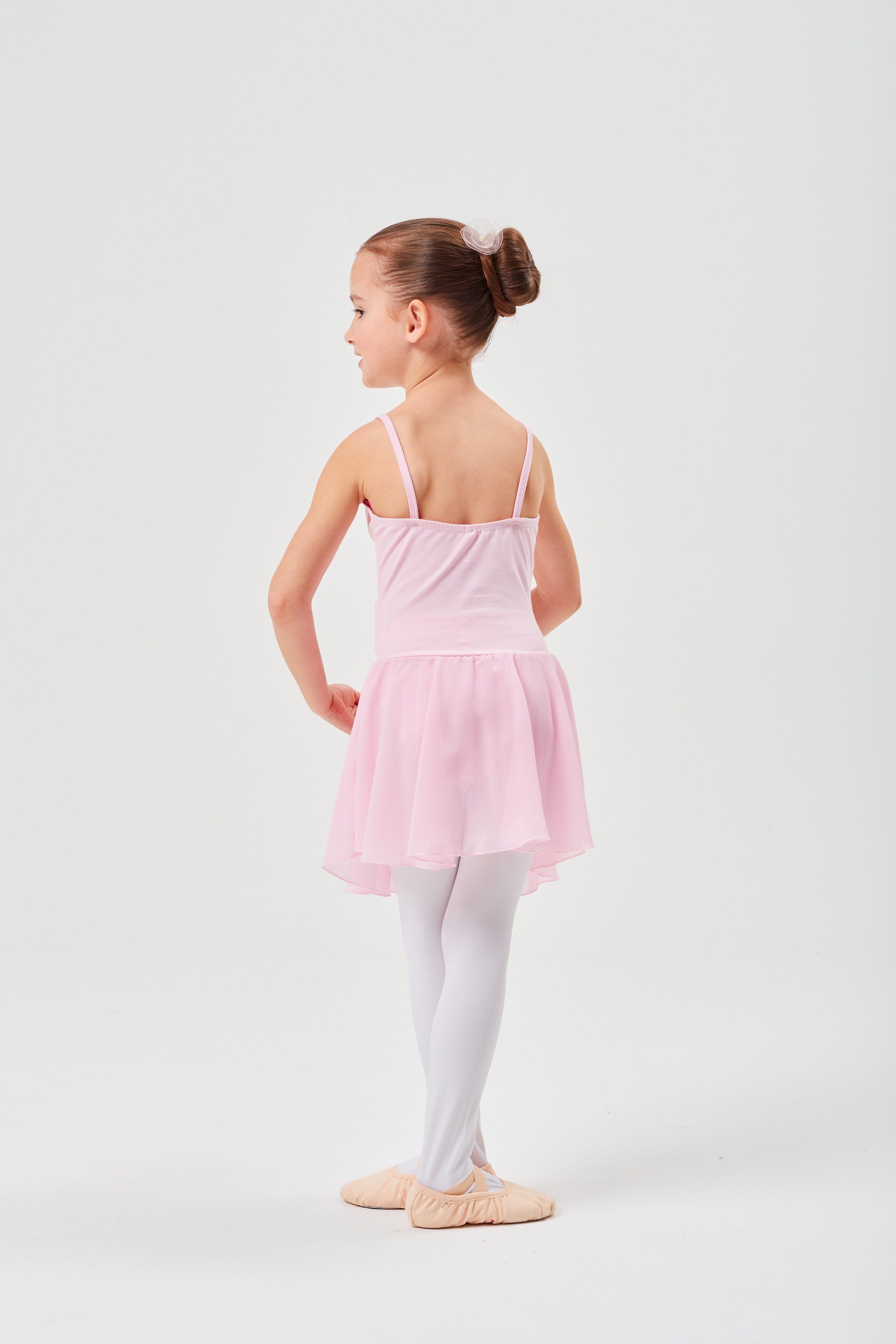 tanzmuster Chiffonkleid Ballettkleid Maggie mit Spaghettiträgern Mädchen Ballettbody mit Chiffon Röckchen
