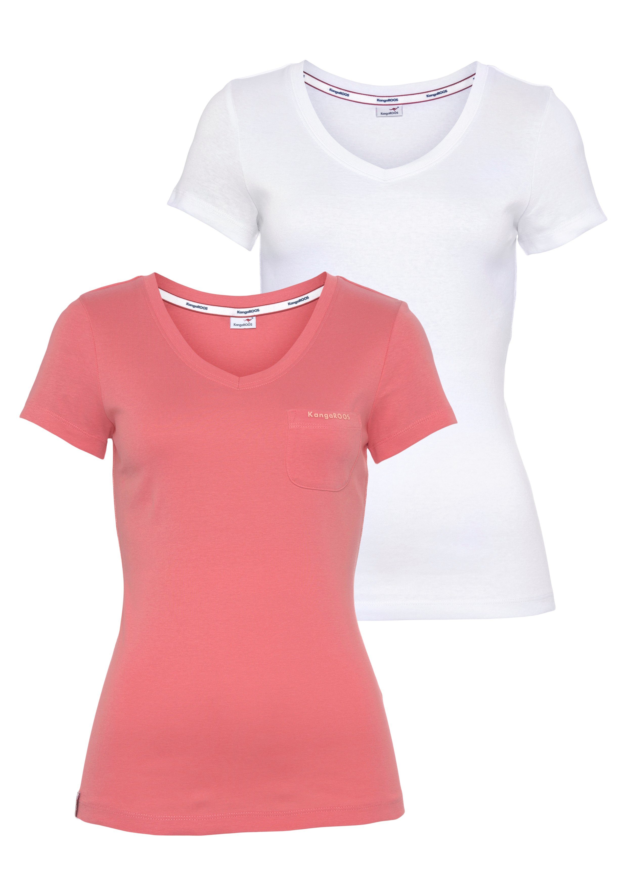 KangaROOS V-Shirt (Spar-Set, 2er-Pack) Kurzarm, figurbetonter Schnitt, aus günstig online kaufen