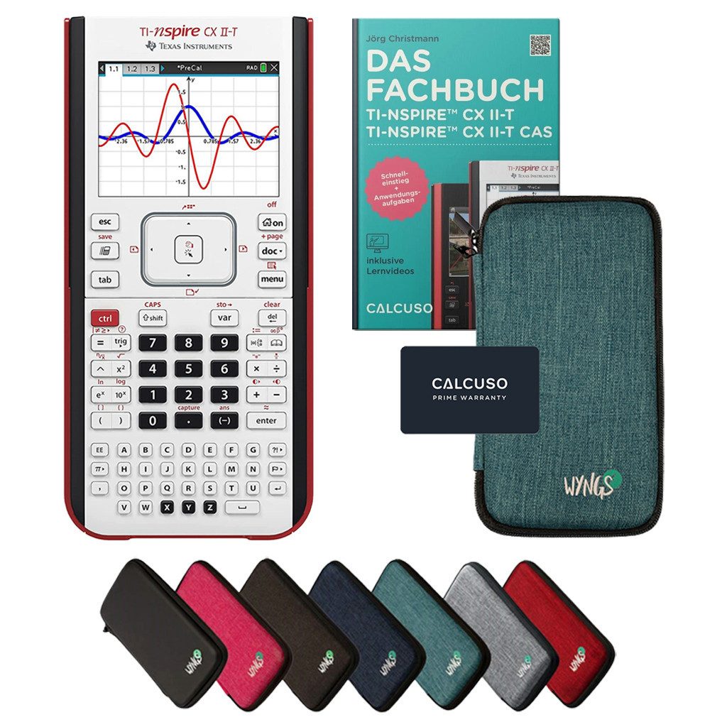 Texas Instruments Taschenrechner TI-Nspire CX II-T inkl. Schutztasche Türkis & Fachbuch (160 S)