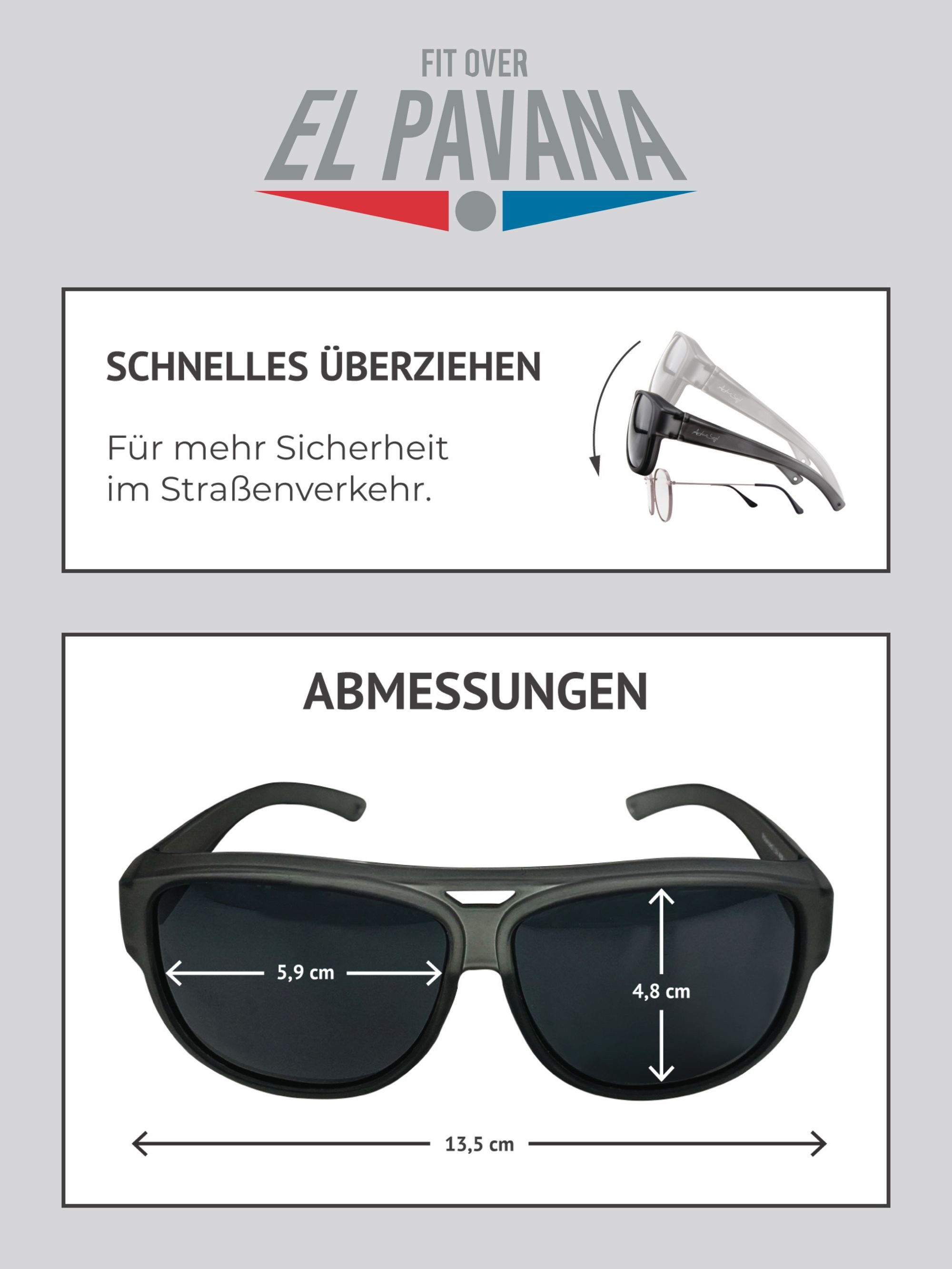 ActiveSol Pilotenbrille Überzieh-Sonnenbrille El Pavana Extra Dunkel, Kategorie 4 für Brillenträger, polarisiert
