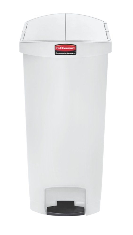 PROREGAL® Mülleimer Slim Step Weiß 90L, Container On Jim Pedal-Abfalleimer, Beige Step End