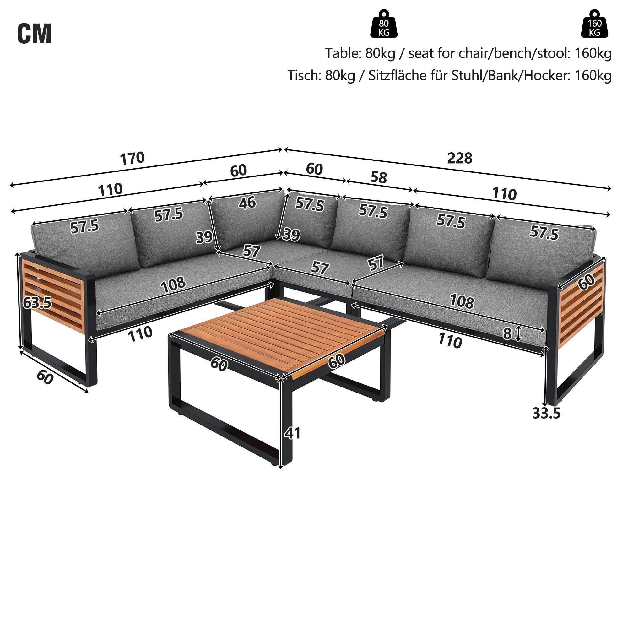 Celya Gartenlounge-Set Gartenmöbel-Set für 5-6 Personen günstig online kaufen