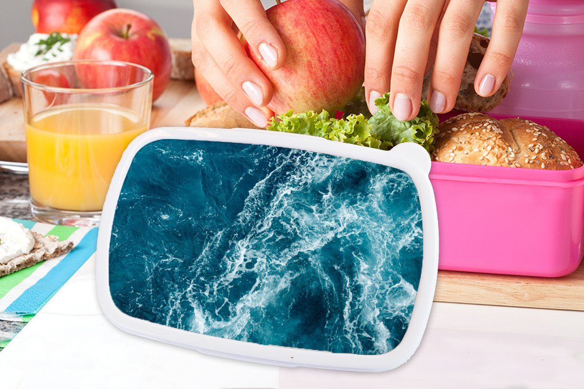 MuchoWow Lunchbox Kunststoff - Meer Brotdose Kunststoff, Brotbox Snackbox, Golf, Mädchen, Kinder, Wasser rosa für (2-tlg), - Erwachsene