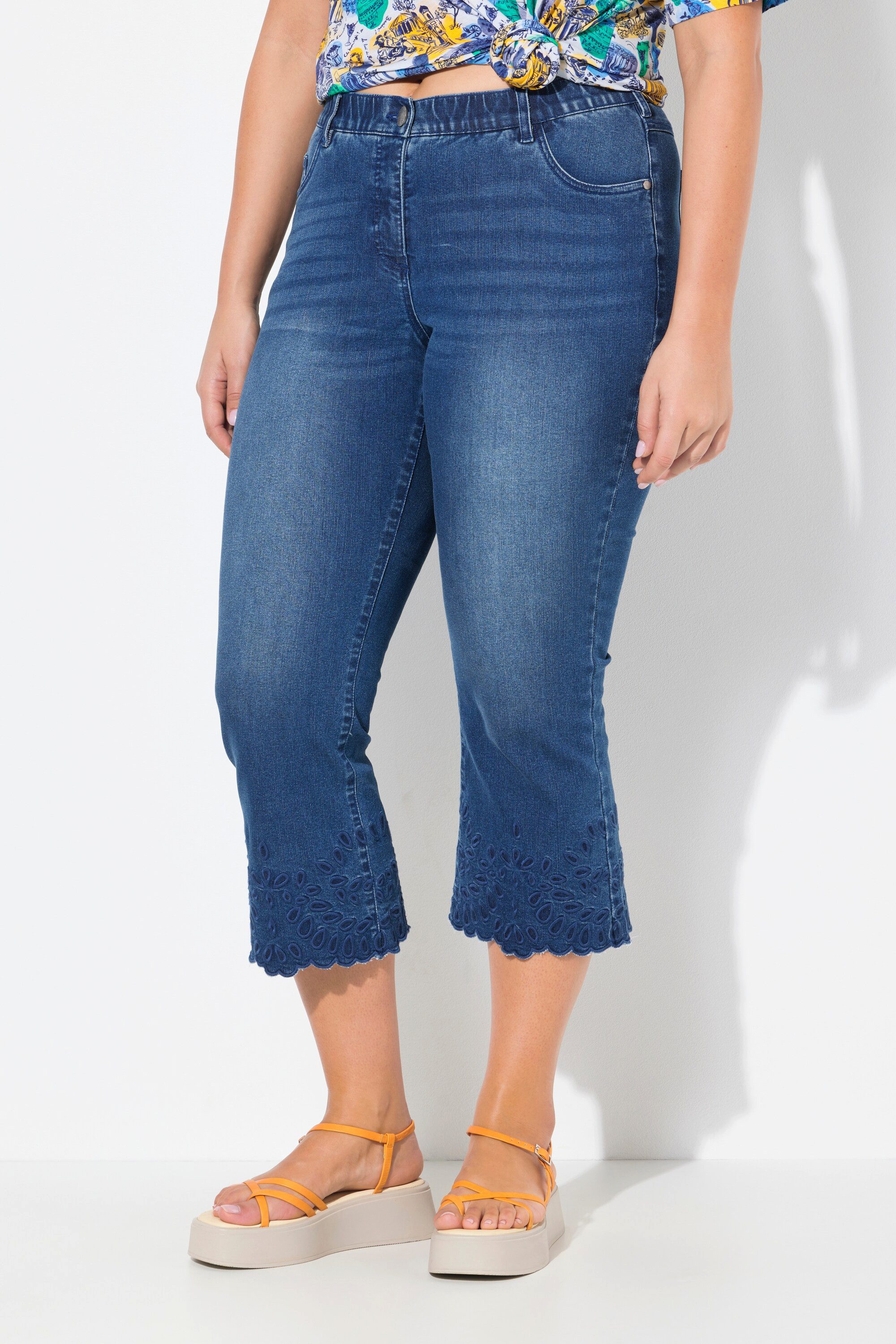 Ulla Popken Regular-fit-Jeans 7/8-Jeans Marie Stickerei günstig online kaufen