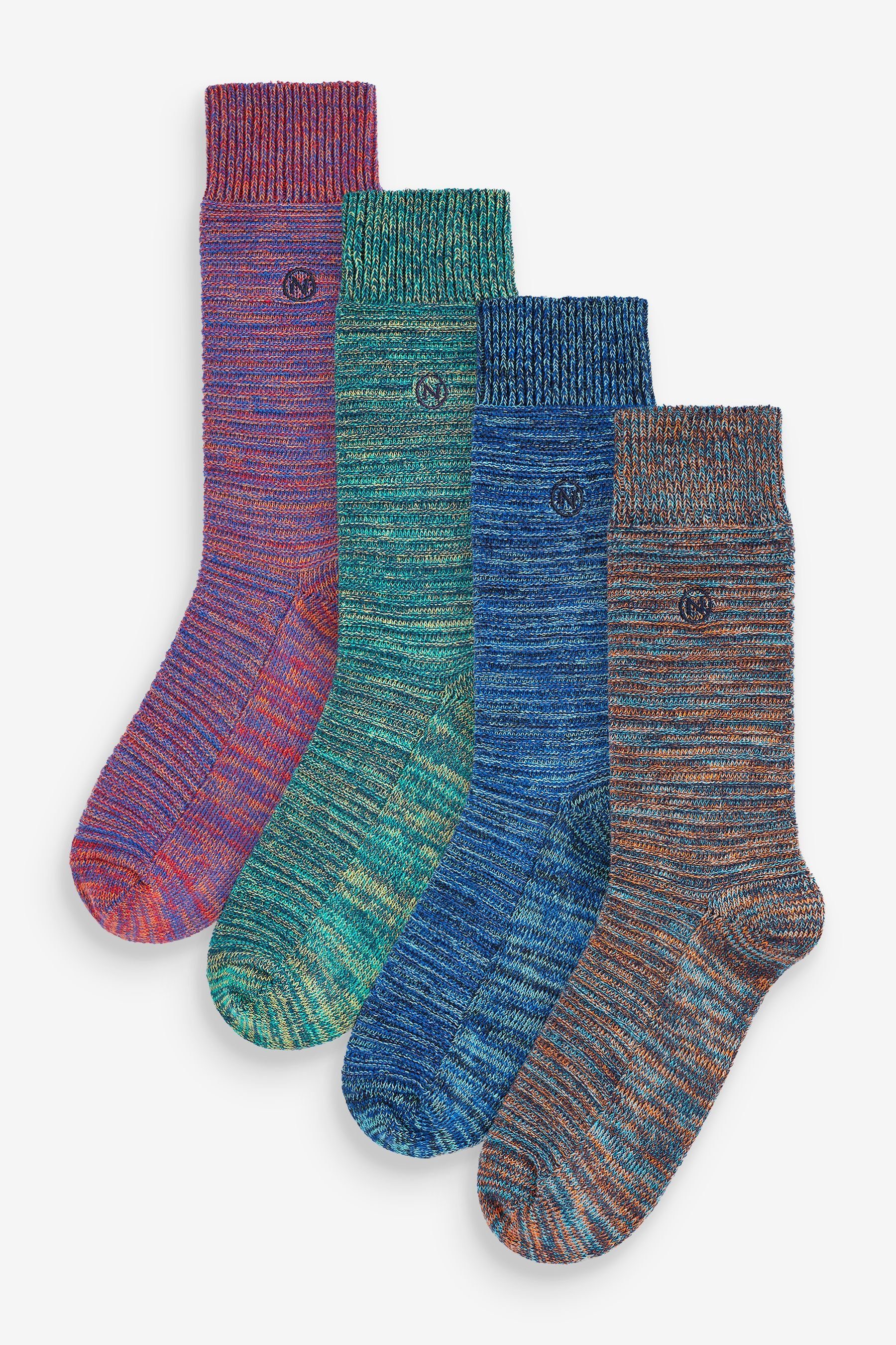Next Kurzsocken Dicke Socken mit Struktur, 4er-Pack (1-Paar) Blue/Green Spacedye