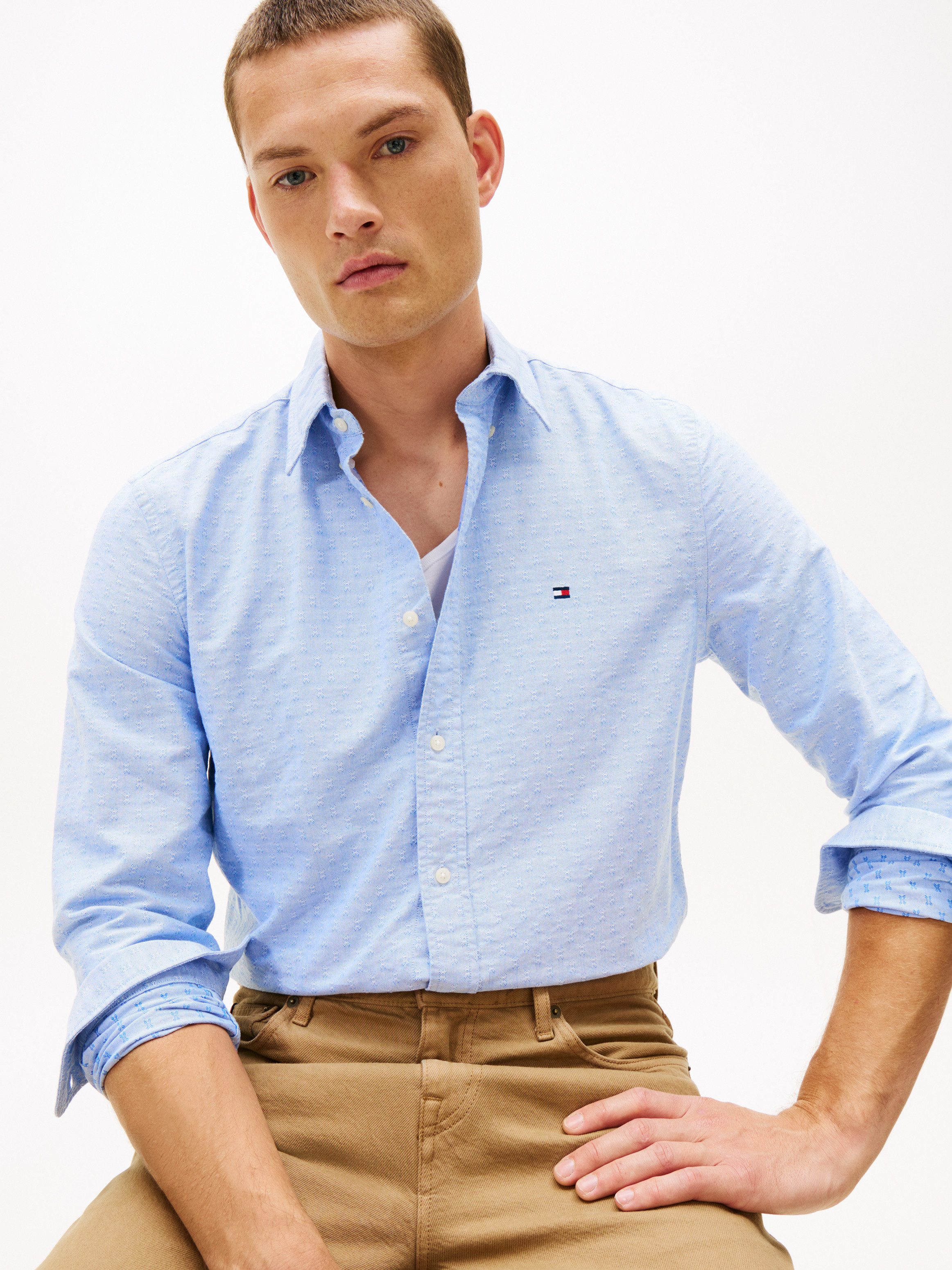 Tommy Hilfiger Langarmhemd OXFORD DOBBY Button-down-Kragen, regular fit, Businesshemd