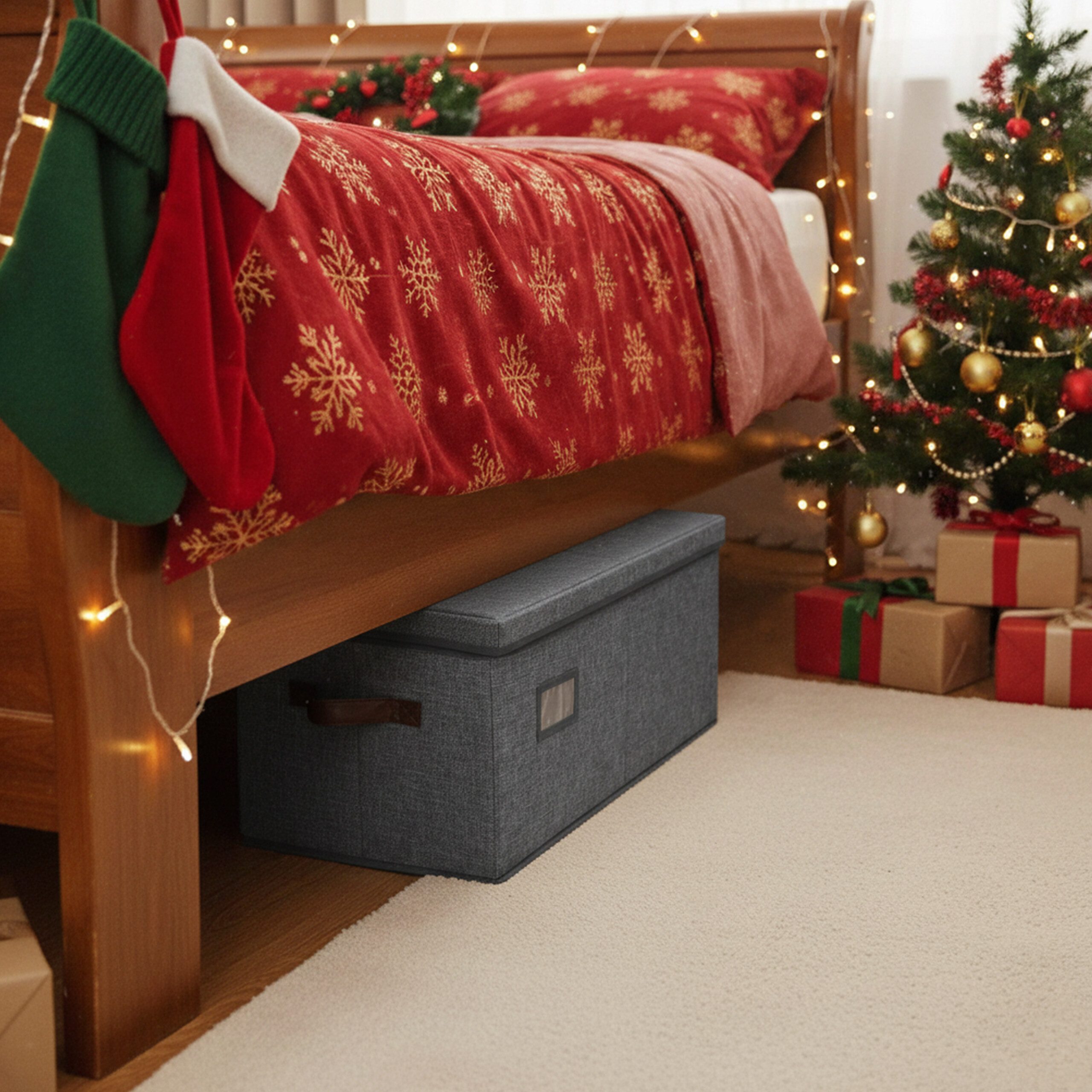 relaxdays Aufbewahrungsbox Weihnachtskugel Aufbewahrungsbox (1 St), grau – Bild 3 von 5