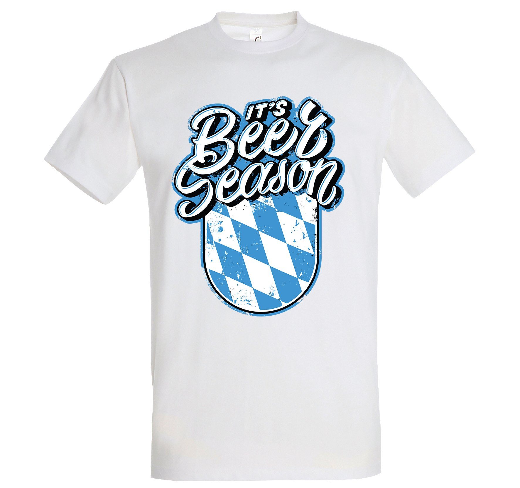Herren T-Shirt Shirt mit Frontprint Weiß Bayern Season Designz Beer Youth trendigem