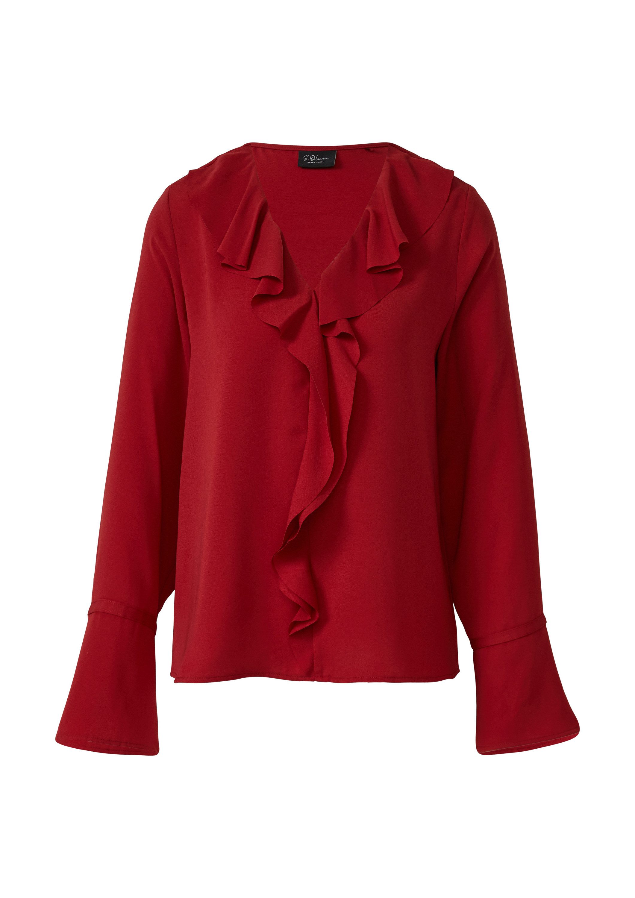 s.Oliver Langarmbluse Bluse Volant-Bluse mit langen Ärmeln und Manschetten-Detail