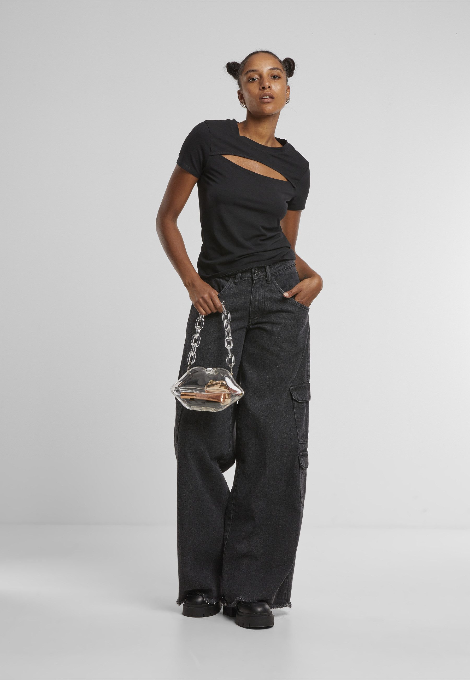 URBAN CLASSICS T-Shirt Urban Classics Ladies Short Cut Out Tee (1-tlg)