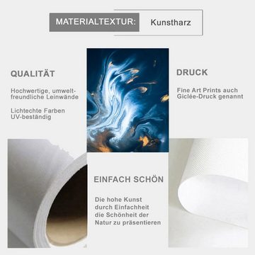 TPFLiving Kunstdruck (OHNE RAHMEN) Poster - Leinwand - Wandbild, Abstrakte Strukturen - (Motive in verschiedenen Größen - auch im 3-er Set erhältlich), Farben: Gold, Schwarz, Blau, Weiß - Größe: 13x18cm