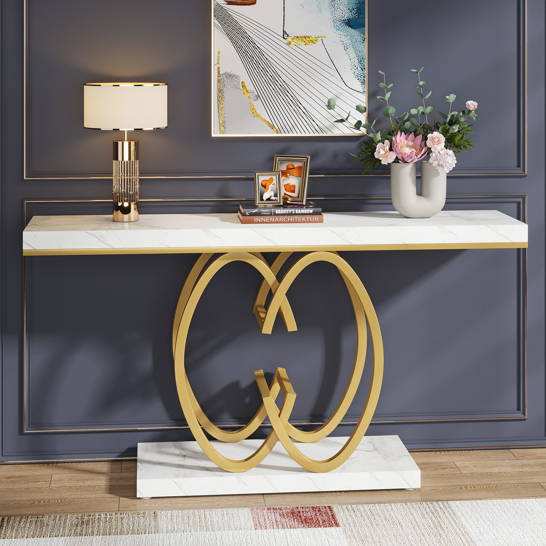 Tribesigns Konsolentisch 140 cm Moderner Gold günstig online kaufen