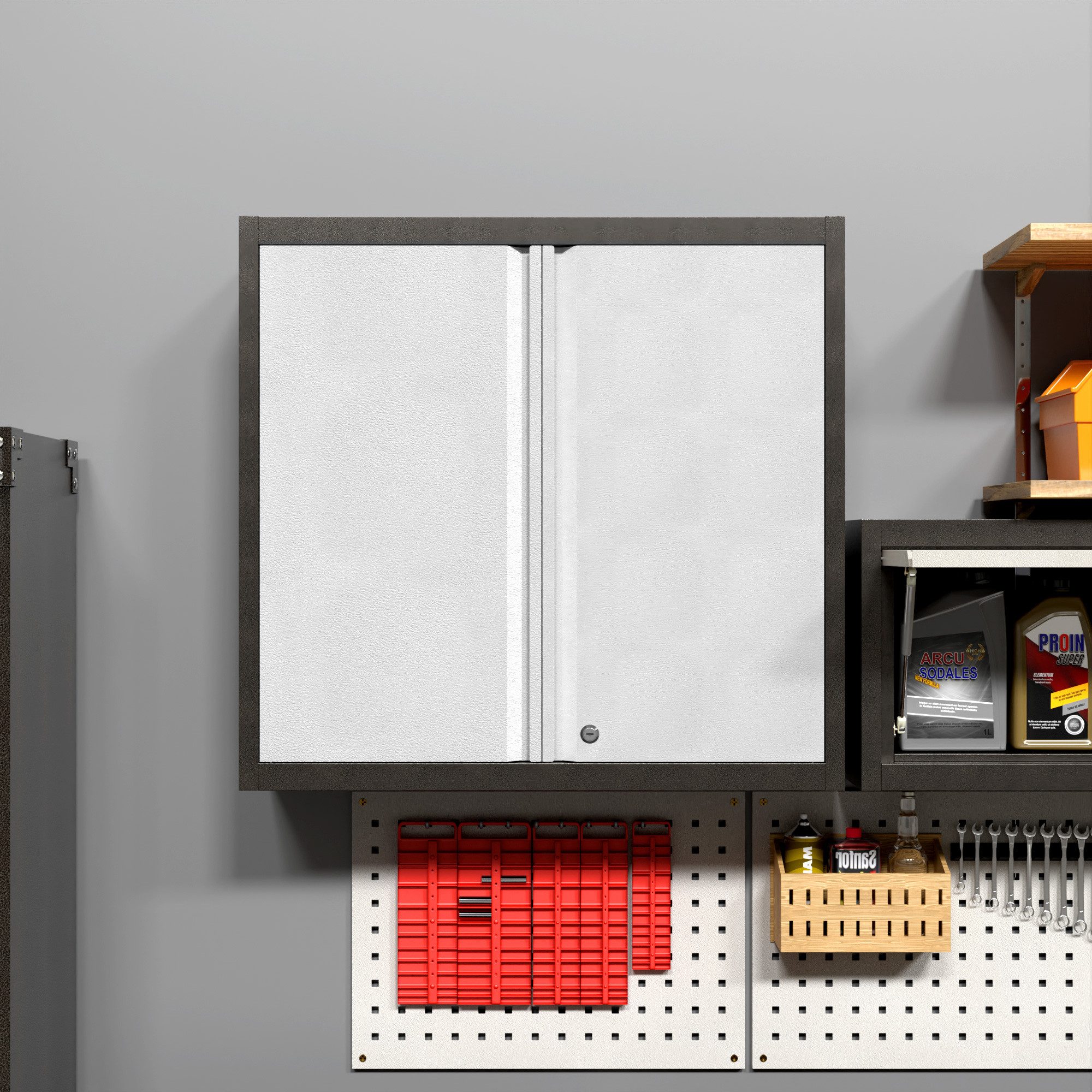 AOBABO Wandhängeschrank Metallschrank, abschließbarer Wandschrank, 66 x 30 x 66 cm, 1-tlg., geeignet für den Einsatz in der Garage
