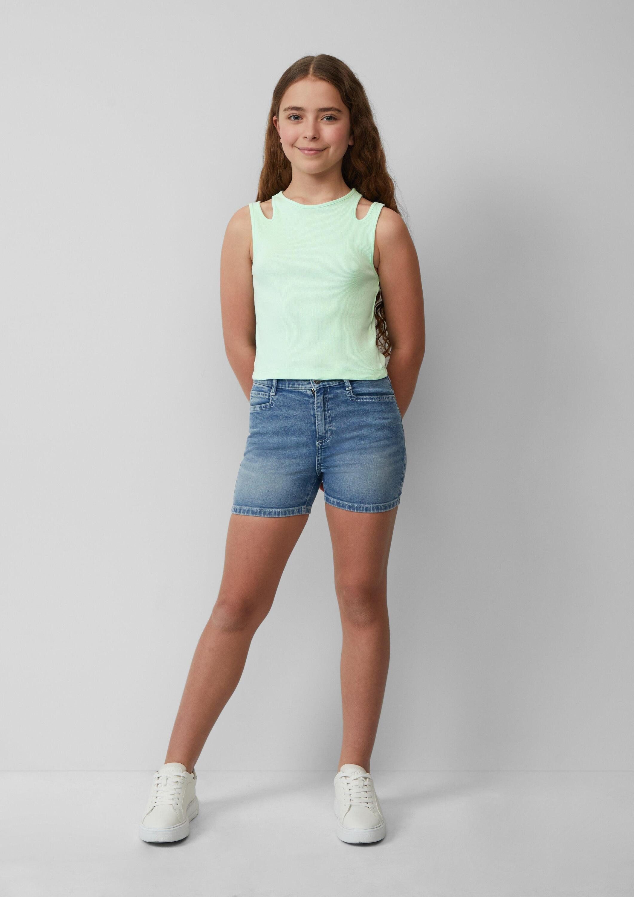 s.Oliver Muskelshirt T-Shirt Verkürztes Tanktop im Slim Fit mit Cut-out-Details