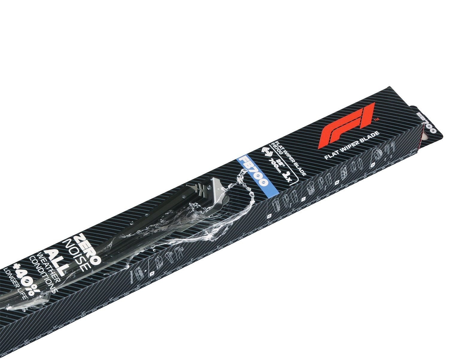 Formula 1 Scheibenwischblätter F1 FB700 Wischerblatt 700mm Scheibenwischer, vorne, (Packung), 28" Flachbalkenwischer Spoiler Multi Adapter-System Fahrer Beifahrer