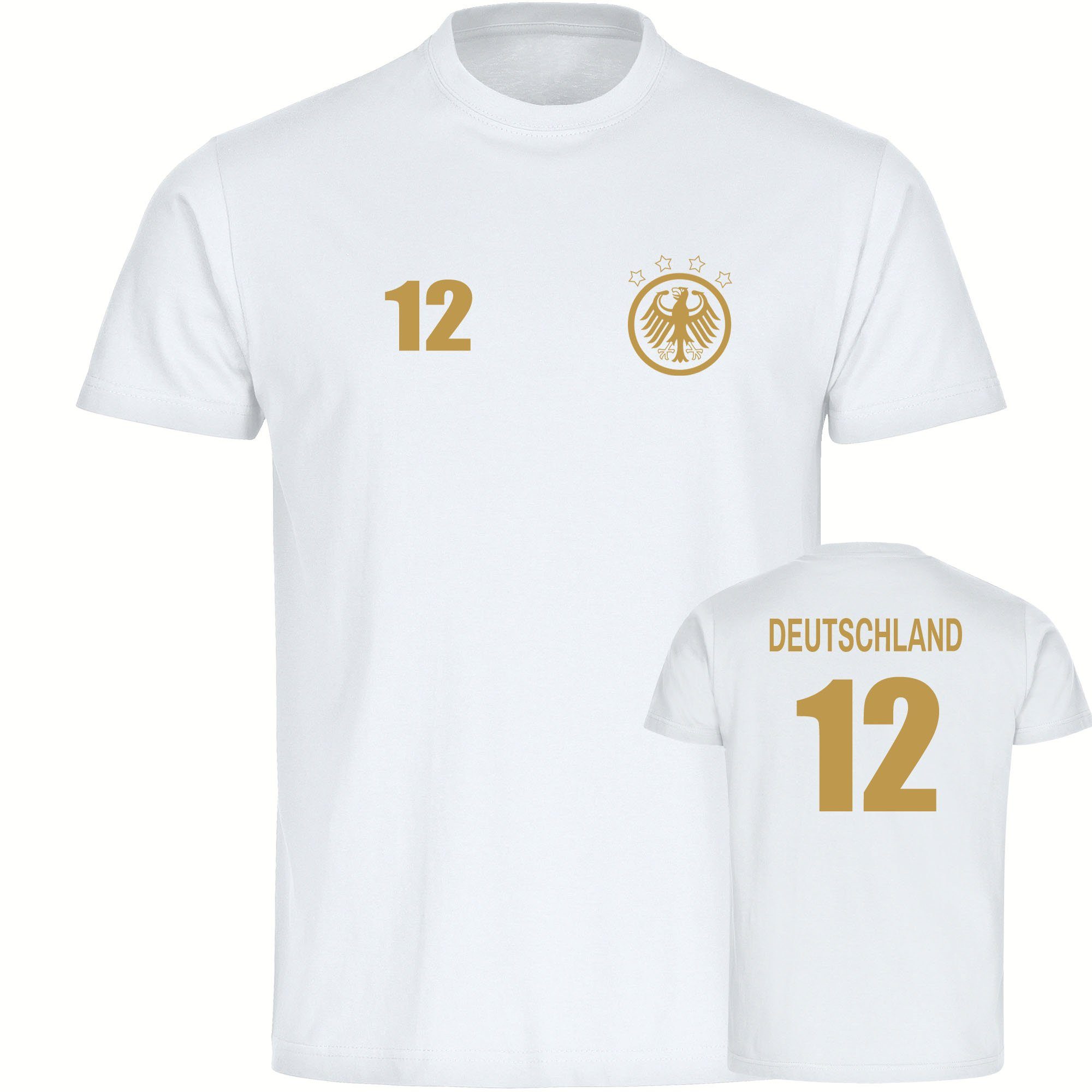 multifanshop T-Shirt Kinder Deutschland - Adler Retro Trikot 12 Gold - Boy Girl