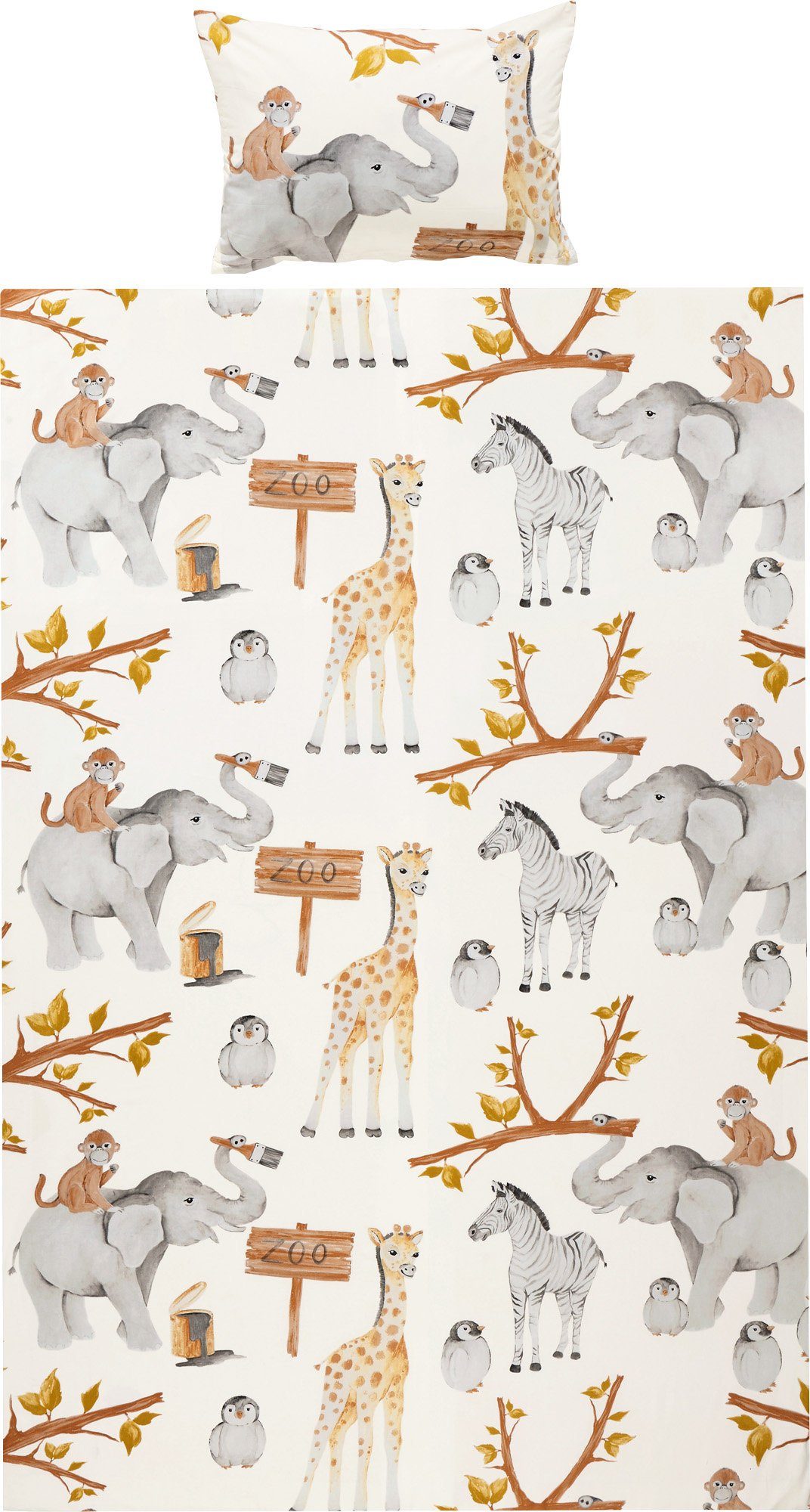 Erwin Müller Kinderbettwäsche Kinder-Bettwäsche, Biber, Edelflanell Tiermotive: Zoo