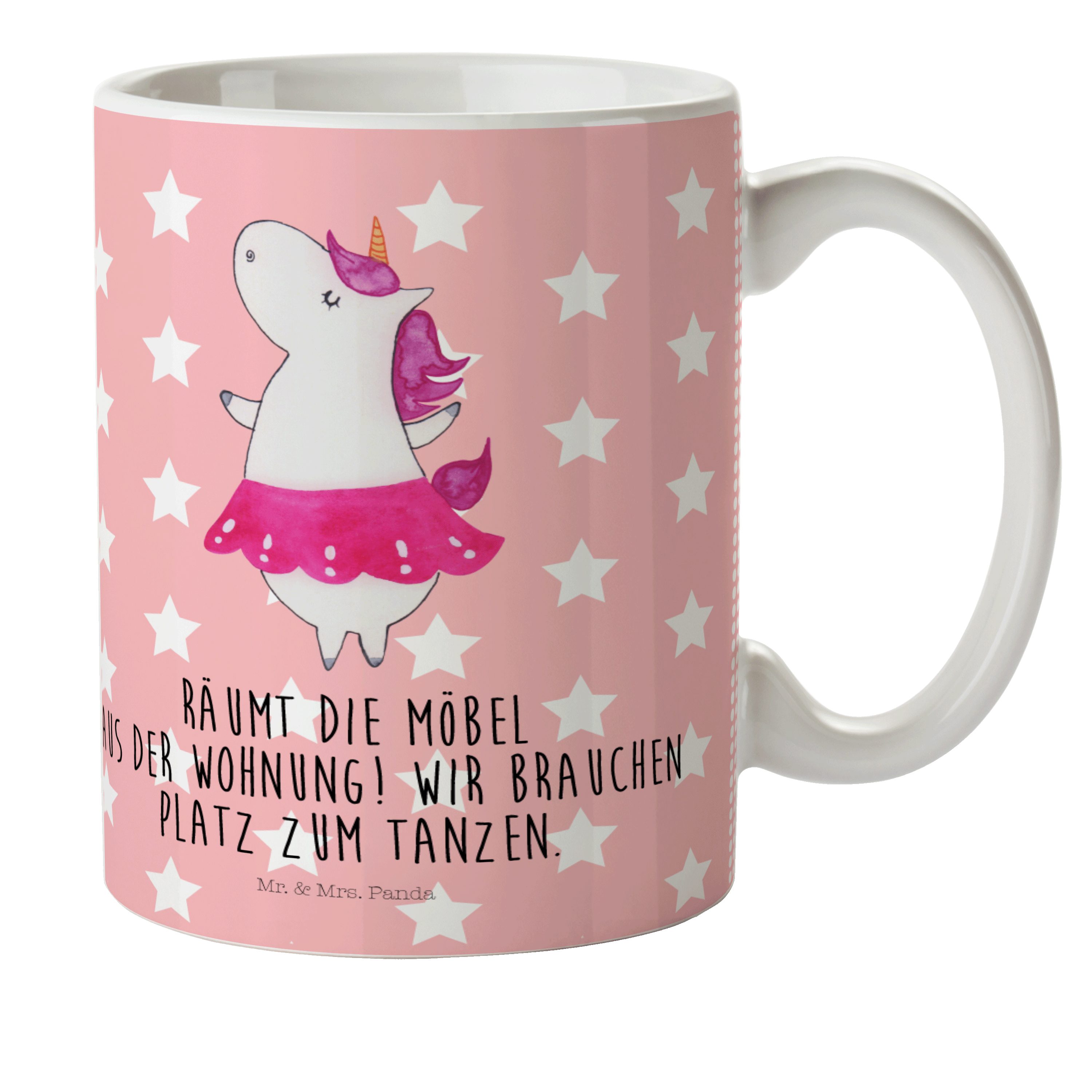 Unicorn, Ballerina & Mr. Panda Mrs. - Pastell Geschenk, - Deko, Rot Kinderbecher Kunststoff Einhorn Ku, Einhorn