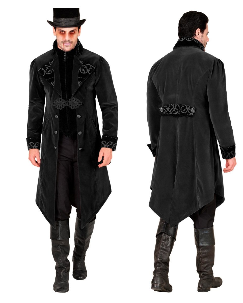 Horror-Shop Vampir-Kostüm Schwarzer Gothic Mantel aus Samt als Kostümzubehör