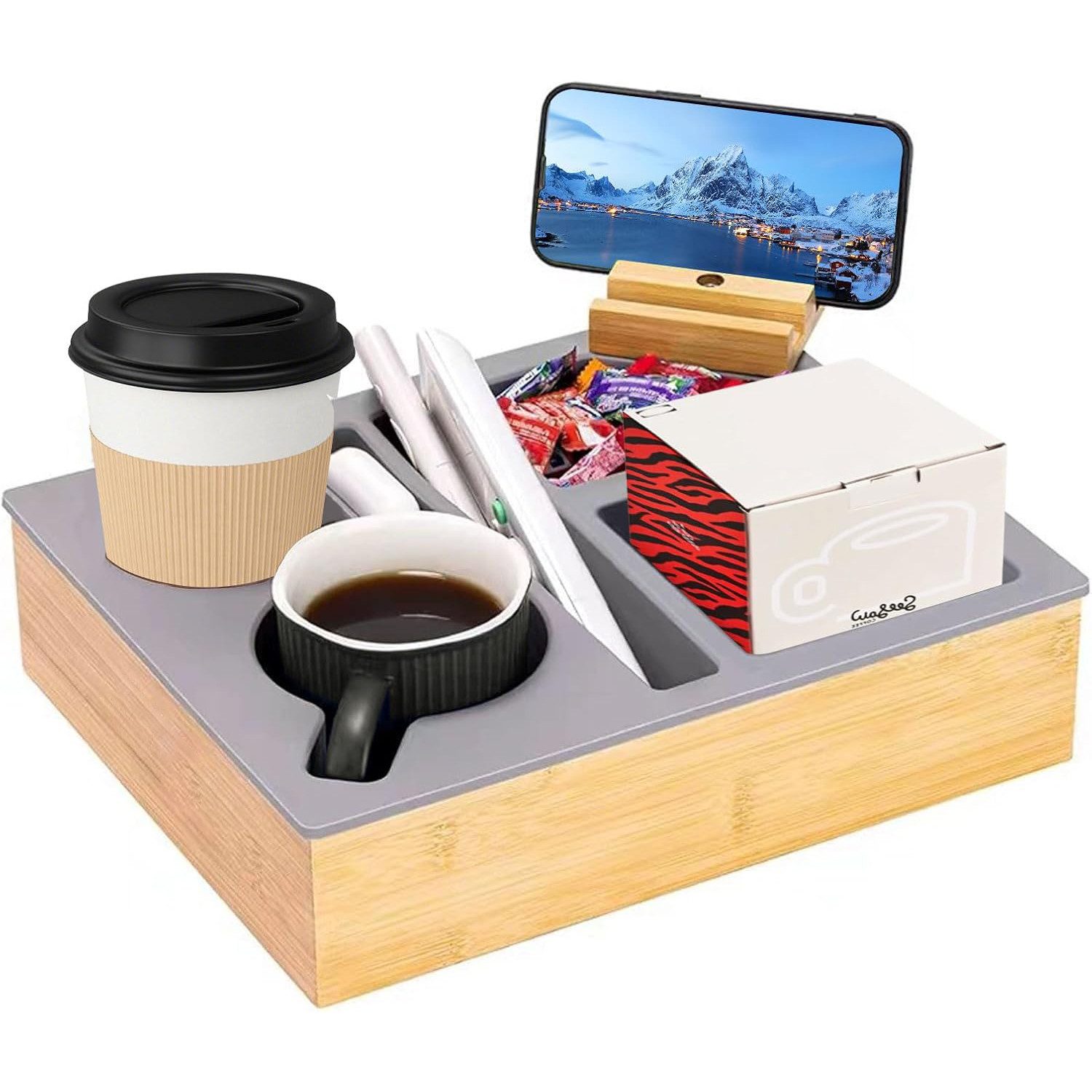Refined Living Organizer Couchbar Snackbox Silikon sofatablett mit 360 Grad günstig online kaufen