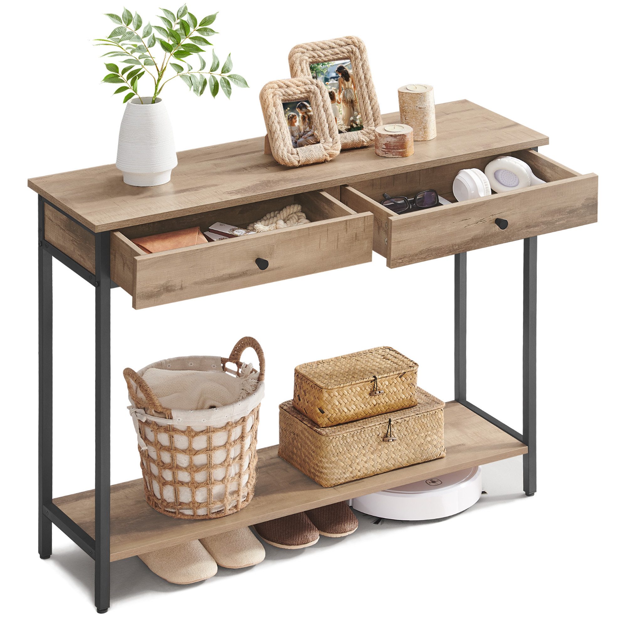 VASAGLE Konsolentisch, Flurtisch, Beistelltisch, Sofatisch mit 2 Schubladen günstig online kaufen