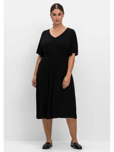 Sheego Jerseykleid Große Größen mit gesmokter Taille, aus Viskosejersey