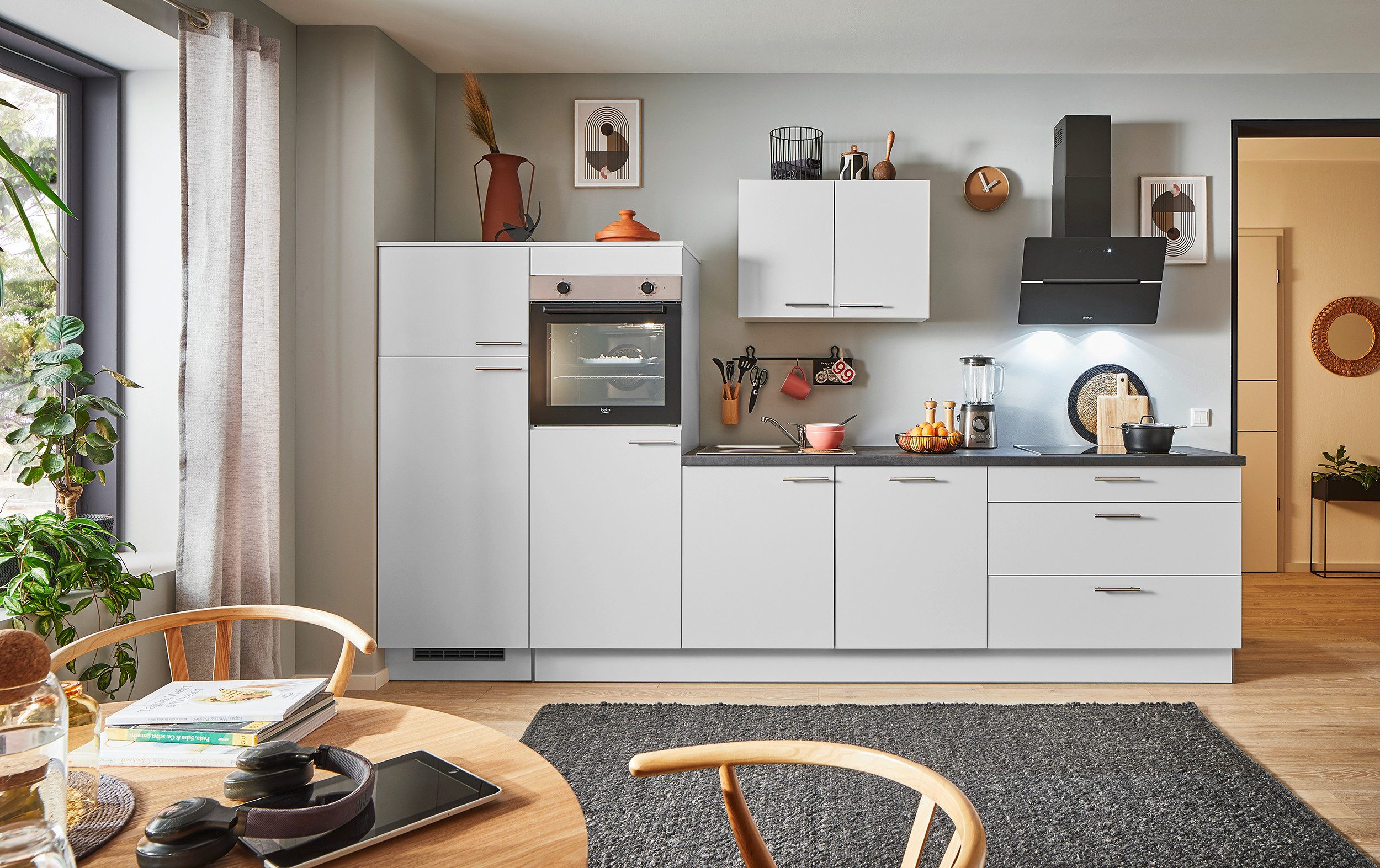 pino Küchenzeile Veas, individuell anpassbar, gratis Küchenplanung mit Profis, (Breite 310cm), vormontiert, wahlw. mit E-Geräten, Preis inkl. Lieferung