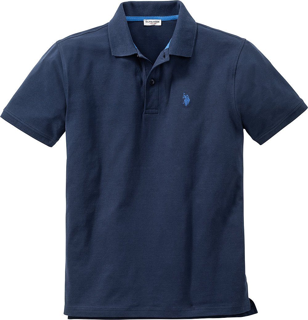 U.S. schöne Poloshirt Kontrastton Piqué-Struktur Polo marine im Assn und Logo-Stick