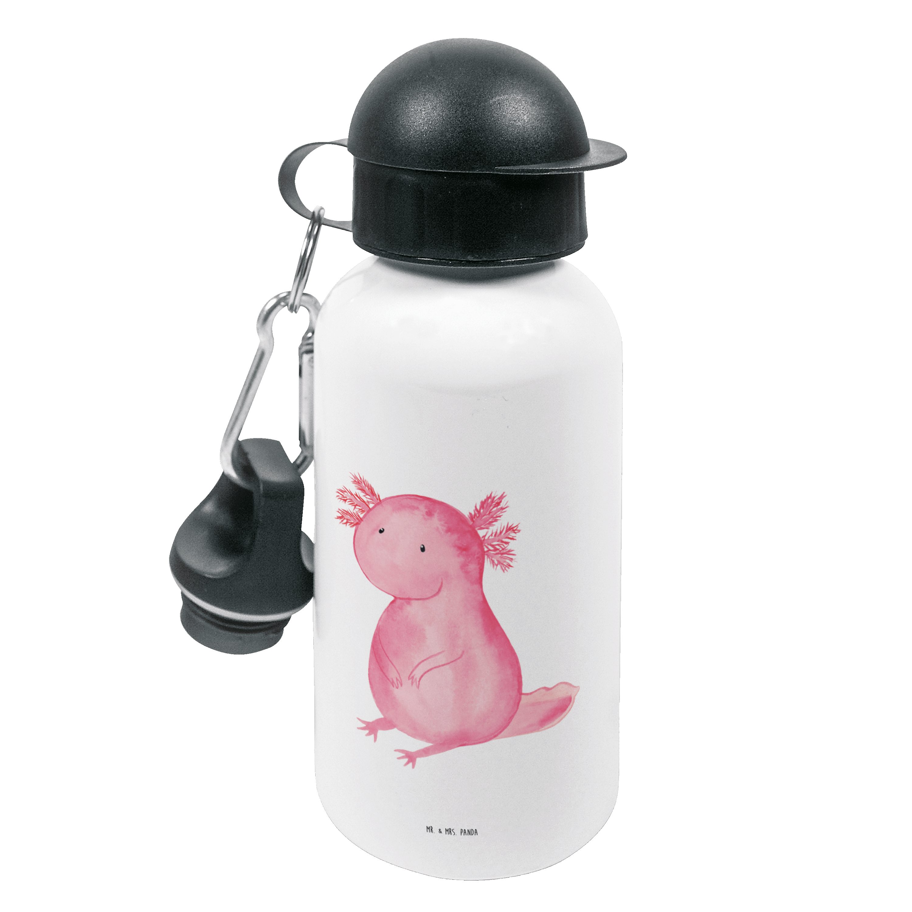 Mr. & Mrs. Panda Trinkflasche Axolotl - Weiß - Geschenk, Kinderflasche, Grundschule, Jungs, Kindert