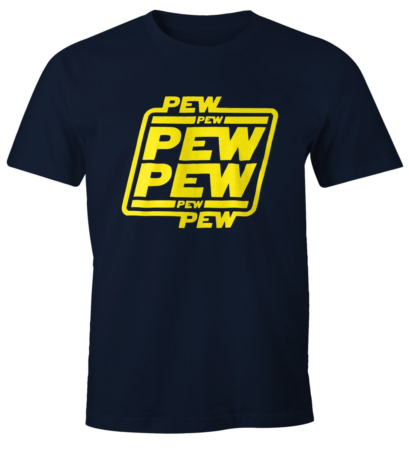 MoonWorks Print-Shirt Herren T-Shirt Pew Pew Pew Fun-Shirt Moonworks® mit Print navy