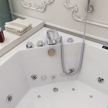 HOME DELUXE Whirlpool-Badewanne Whirlpool ATLANTIC - L, Eckbadewanne für 2 Personen