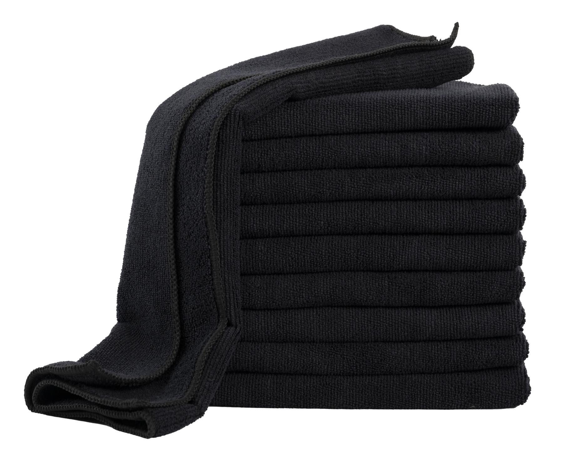 Carpe Sonno Fusselfrei Putztücher Fenstertücher Reinigungstücher Lappen Küche Auto Mikrofasertuch (Mikrofaser, 40x40 cm, Spar-Set, 10-tlg., 10 Mikrofasertücher, Microfasertücher für Reinigung Politur Bad Fenster Putzlappen Schwarz)