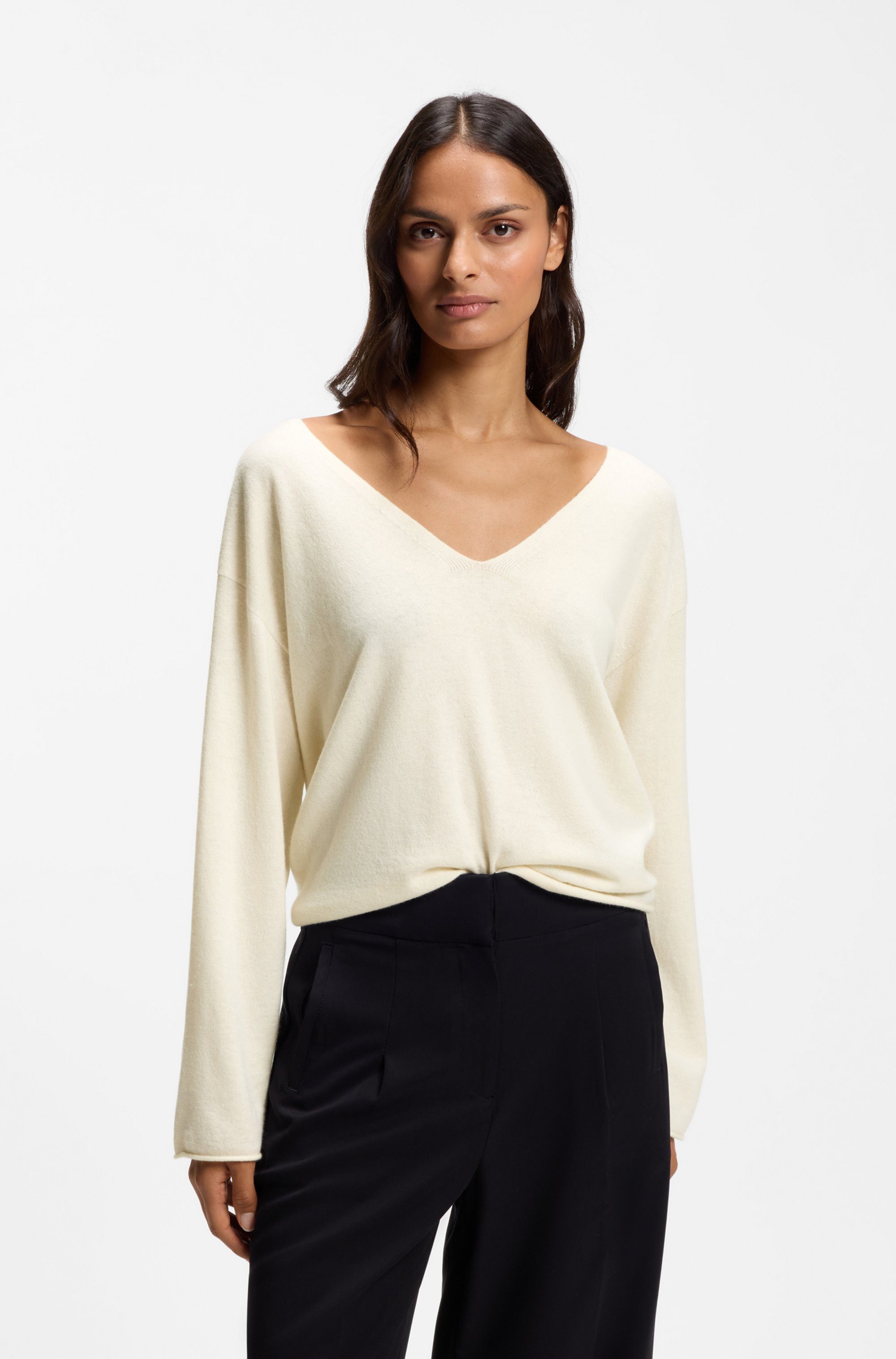 BOSS ORANGE Strickpullover Faprani Premium Damenmode aus einem Kaschmir-Woll-Mix, Relaxed Fit