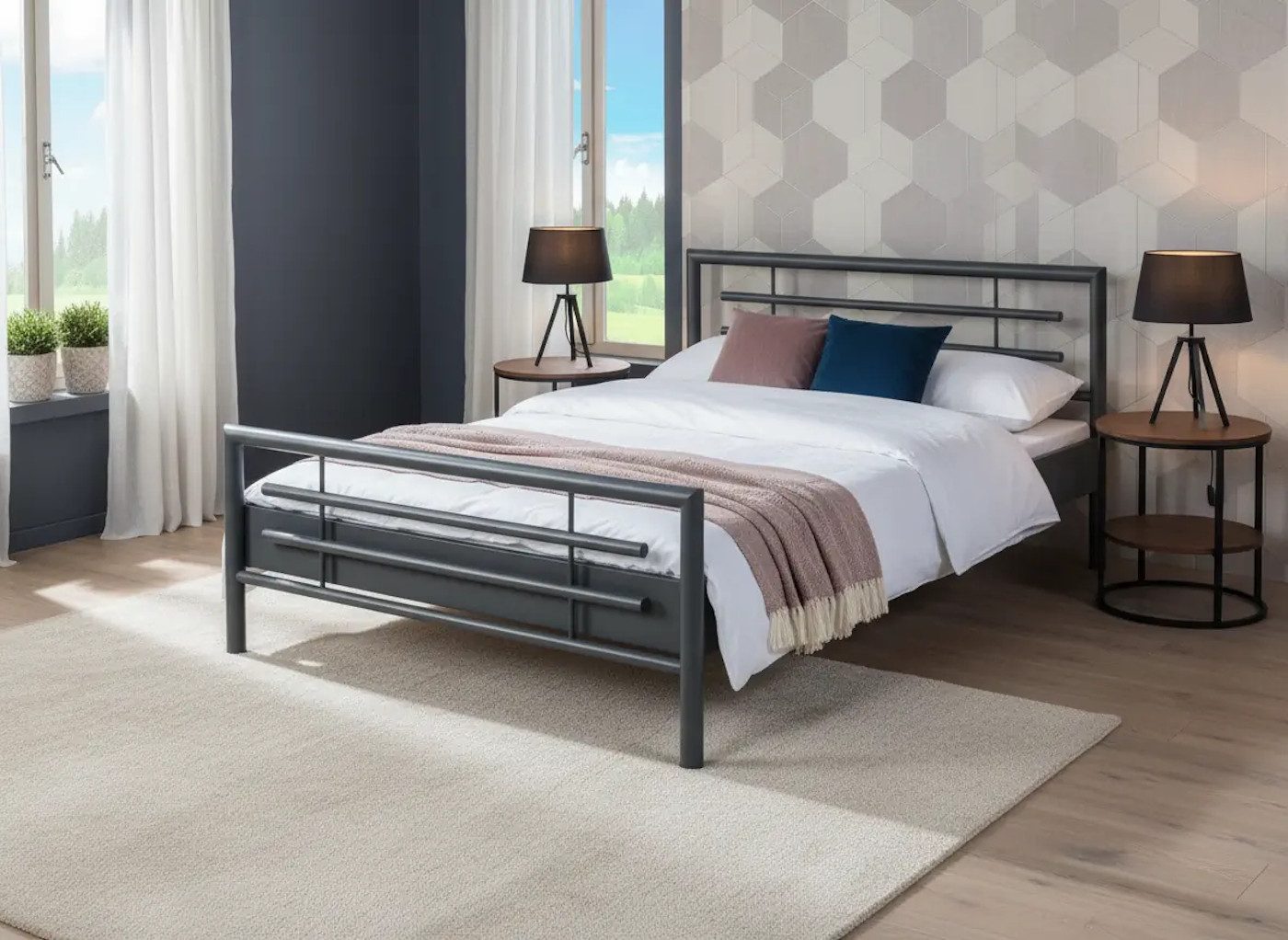 BedBox Metallbett Lola, Modernes Metallbett mit klaren Linien und stabilem Rahmen