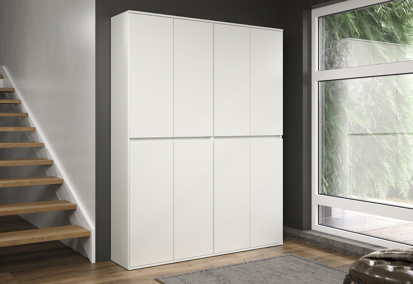 trendteam Stauraumschrank Garderobenschrank Mehrzweckschrank weiß 148x191x34cm
