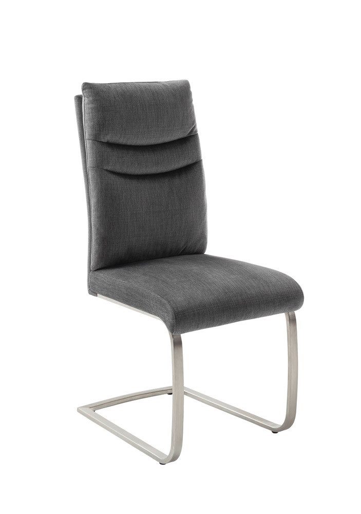 Esszimmerstuhl 2er Set Freischwinger Stuhl Gibara, Edelstahl, anthrazit
