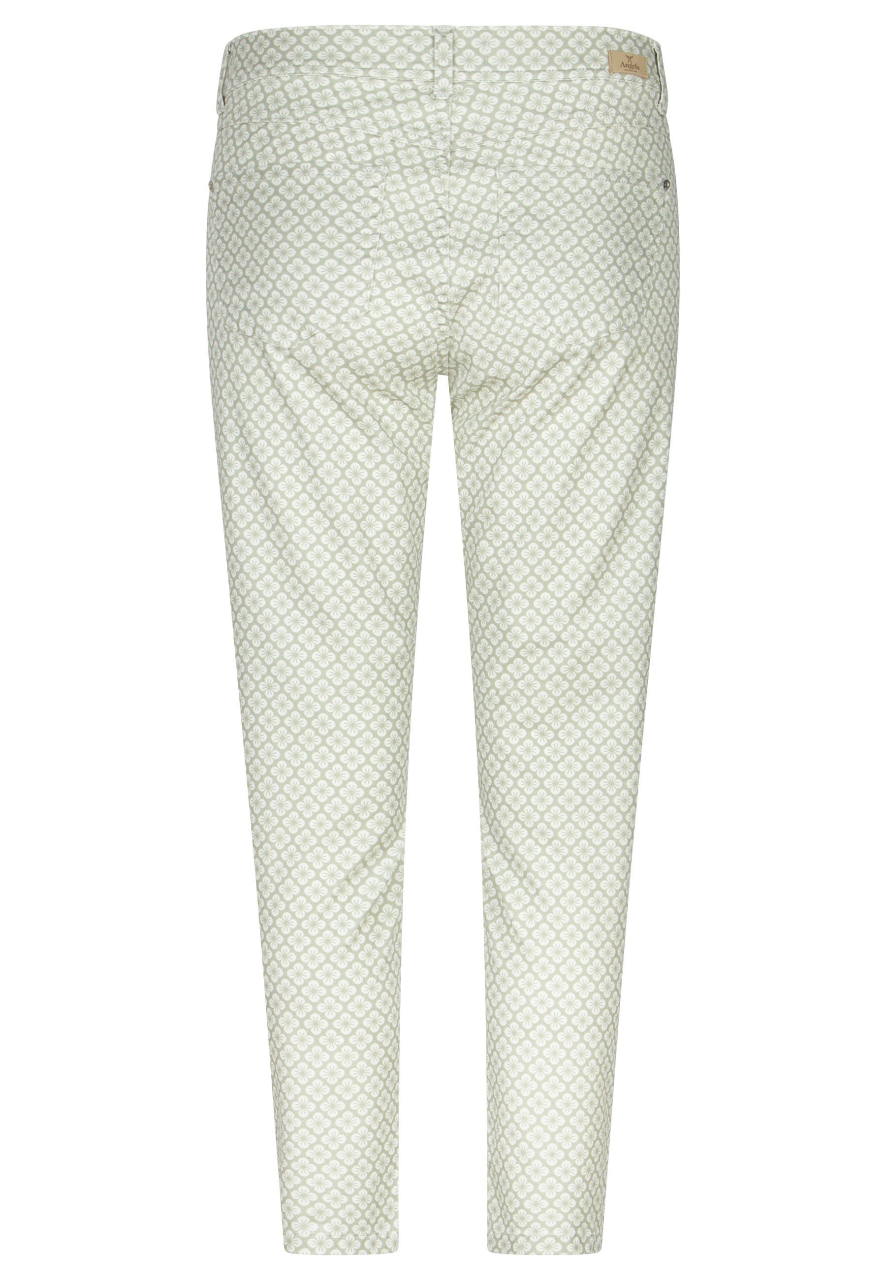Hose Blumen-Muster grün Label-Applikationen 7/8-Jeans mit mit Ornella ANGELS
