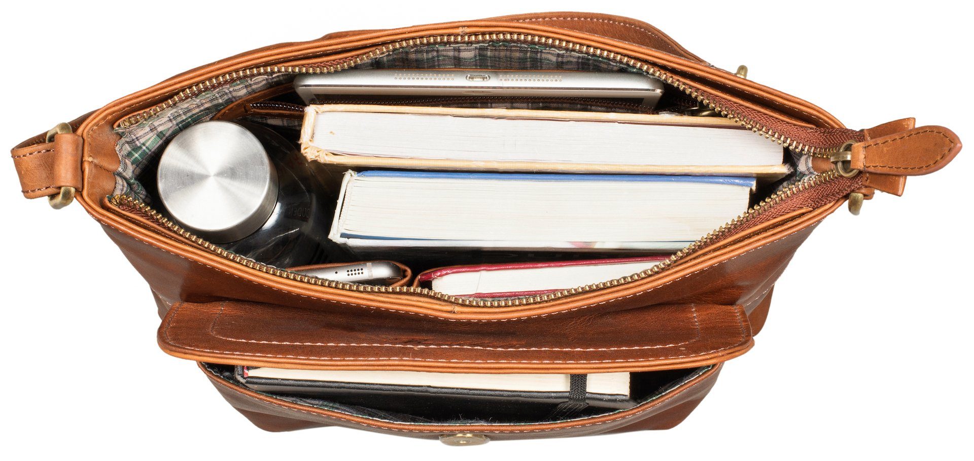 Benthill Umhängetasche Damen Echt Leder Shopper Ledertasche Handtasche Vintage Schulterbeutel, Schultergurt / Umhängegurt Reißverschlussfach