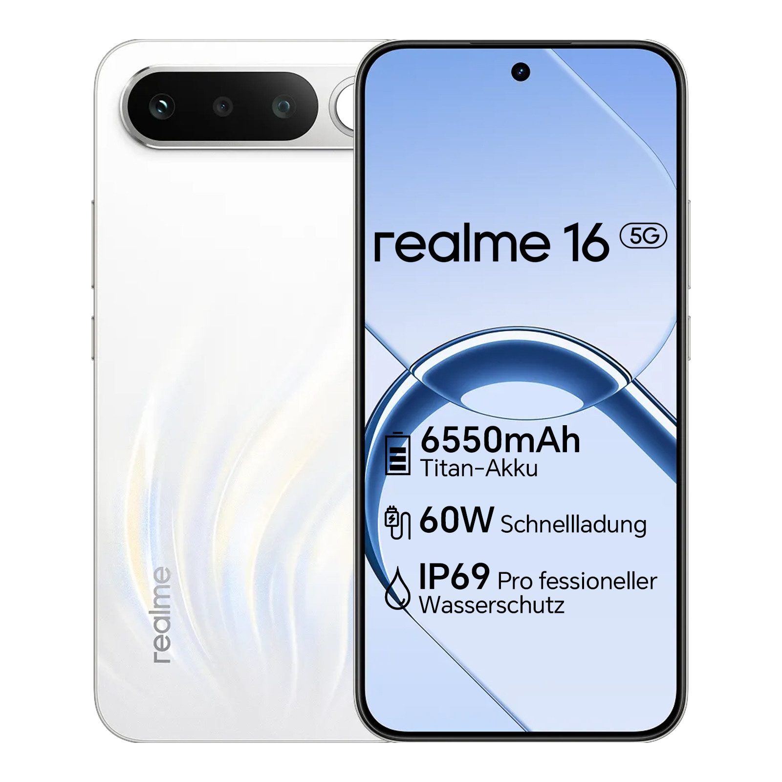 Realme Realme 16 5G 6,57-Zoll-AMOLED-Display, 6550-mAh-Akku Smartphone (6.57 Zoll, 256 GB Speicherplatz)
