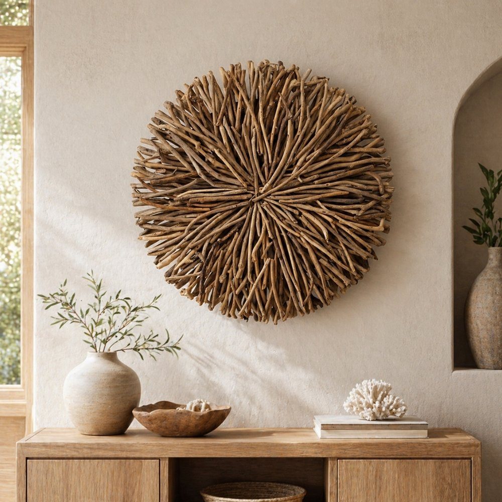 LebensWohnArt Dekoobjekt Wand-Deko-Objekt BULAT Natural Ø ca. 50cm Treibholz – Bild 3 von 5