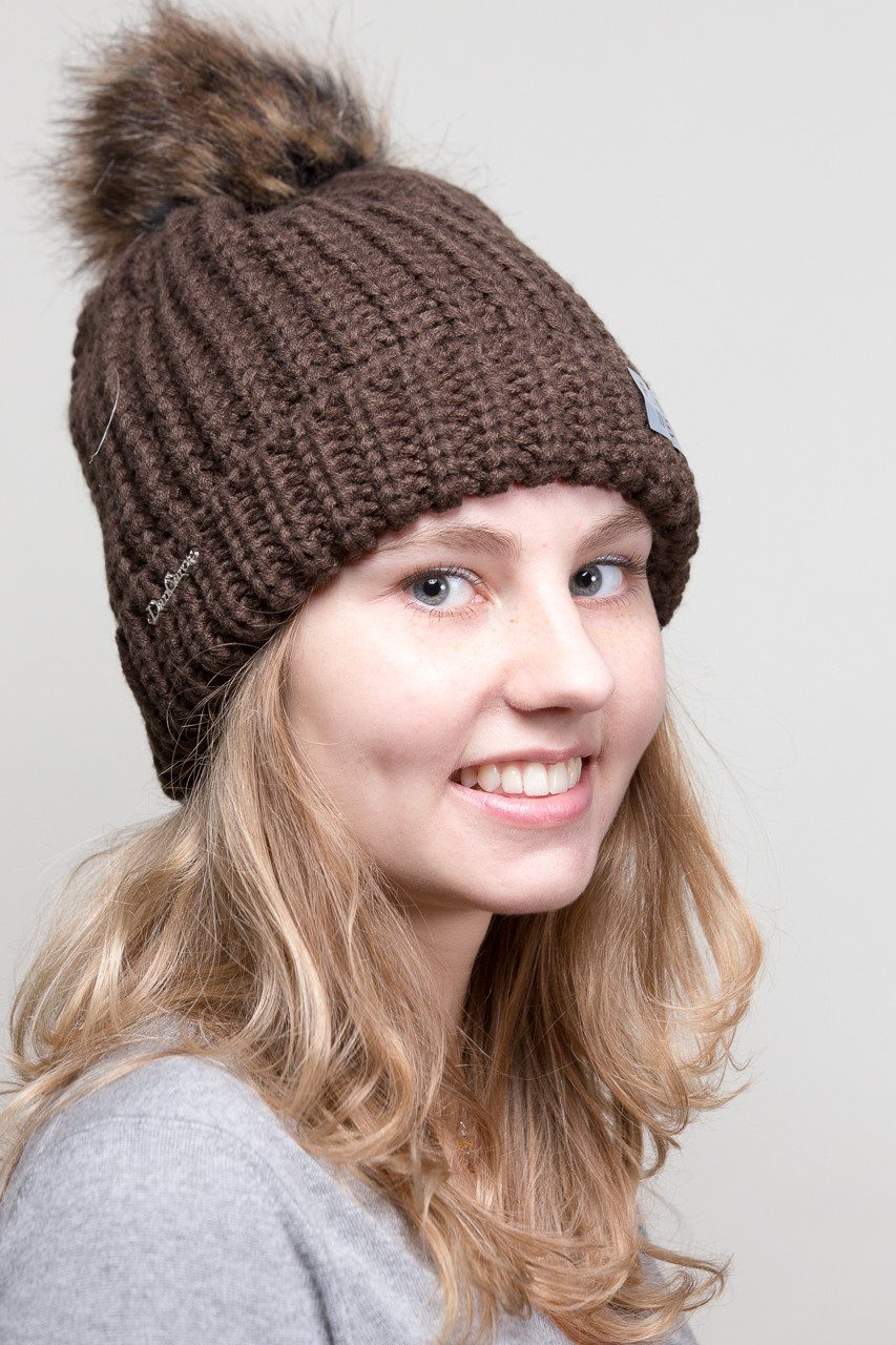 Fellimitatmützen DCW-830B-Fleece Mütze mit Bomel Handarbeit