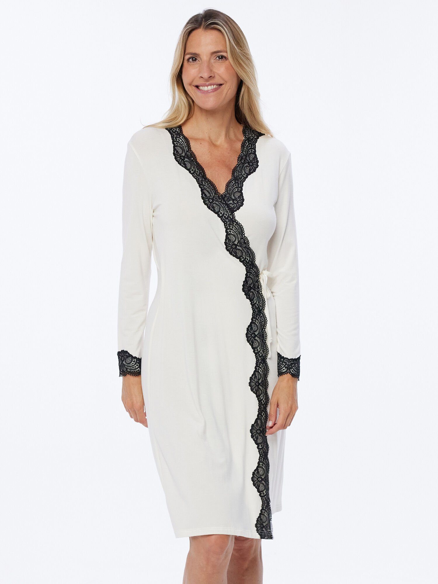 Pure Shape Morgenmantel Kimono elastisch, elastisch, mit Spitzendetails